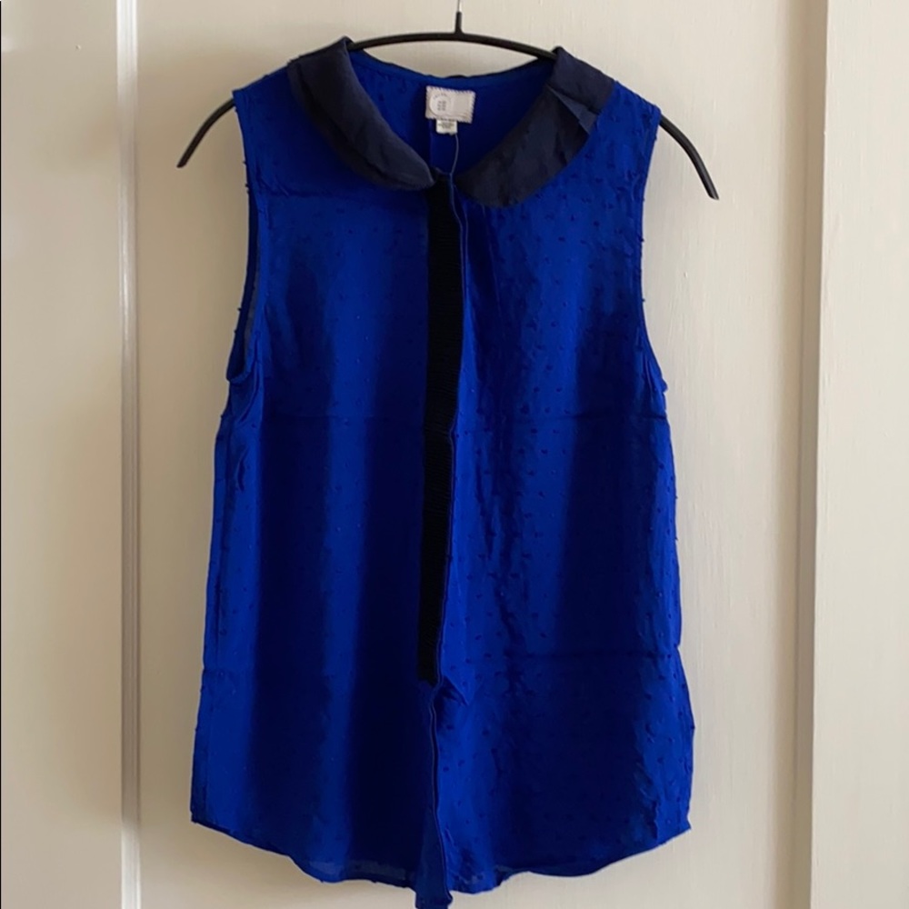 Anthropologie Rayon Silk Blue Blouse Sz XS